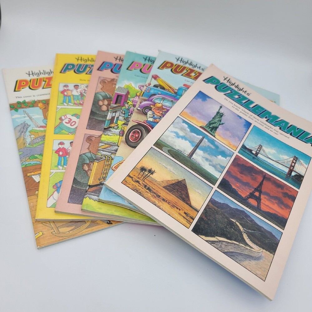 Vintage 1994 Highlights Puzzlemania Books Lot Of 6 Homeschool Educational Fun